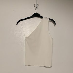 ZARA White Off The Shoulder Fitted Blouse